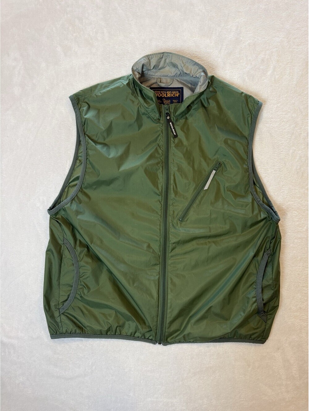 WOOLRICH John Rich and Bros Nylon Vest Mens Green Hiking Camping Outdoor Sz XL